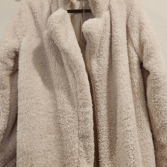 Women's Fuzzy Fleece Lapel Open Front Long Cardigan Coat Faux Fur Warm - Picture 10 of 10